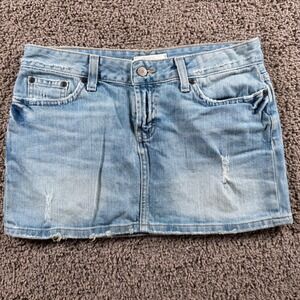 BKE denim distressed light wash mini skirt women's size 28 micro Y2K jean grunge